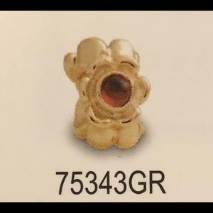 3 Retired Pandora Gold Ribbon with Garnets Beads